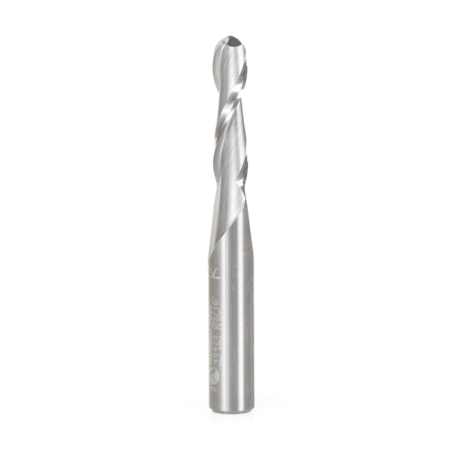Amana Tool Solid Carbide Ballnose Spiral CNC Router Bit for Plastics, Acrylic, Solid-Surface and Plexiglas®