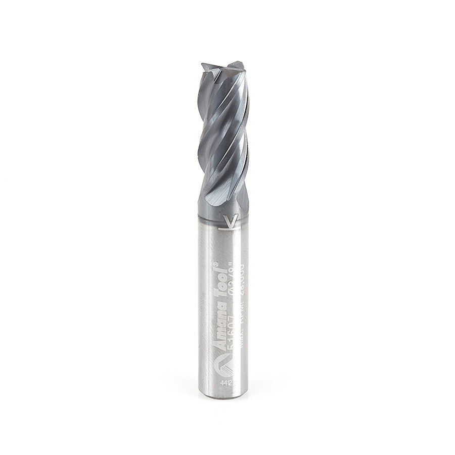 Amana Tool Solid Carbide CNC Variable Helix Corner Radius Bottom Router Bits / End Mills for Steel & Stainless Steel
