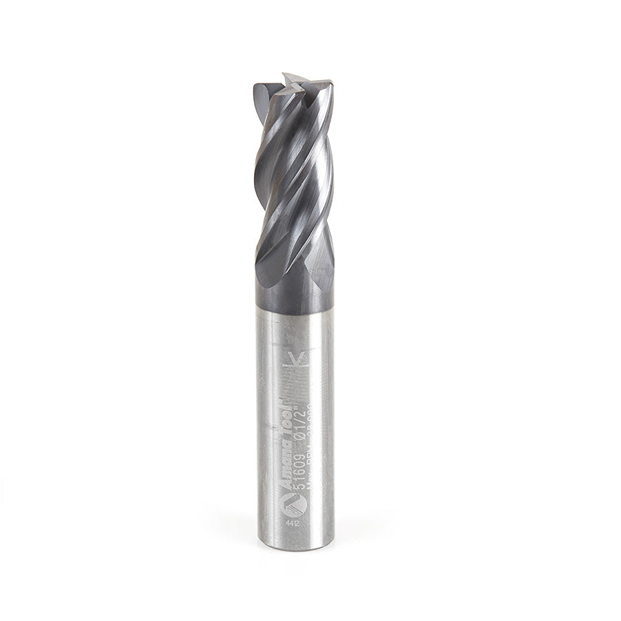 Amana Tool Solid Carbide CNC Variable Helix Corner Radius Bottom Router Bits / End Mills for Steel & Stainless Steel