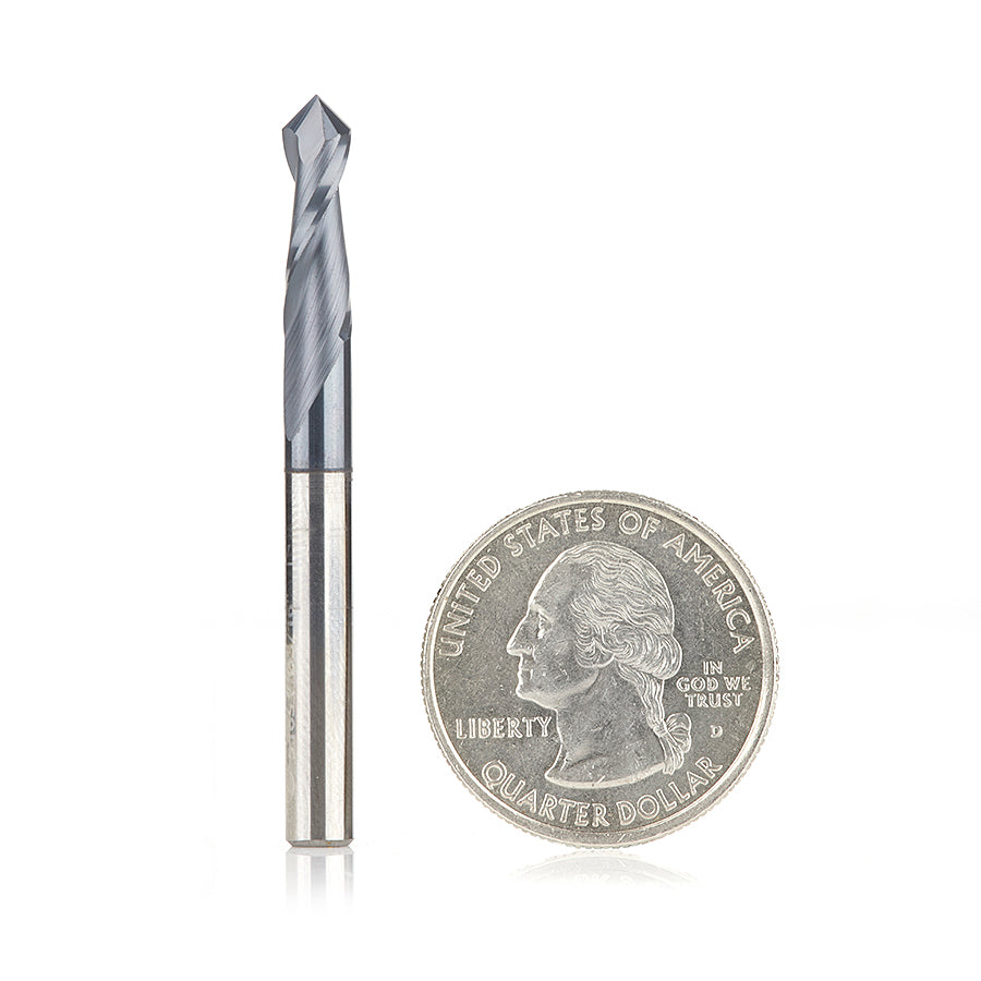 Amana Tool High Performance CNC Solid Carbide 90 Degree 'V' Spiral Drills / End Mills / Router Bits for Steel & Stainless Steel