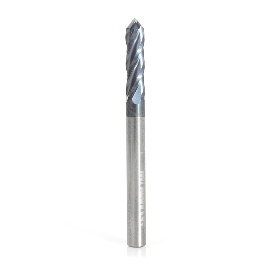 Amana Tool High Performance CNC Solid Carbide 90 Degree 'V' Spiral Drills / End Mills / Router Bits for Steel & Stainless Steel