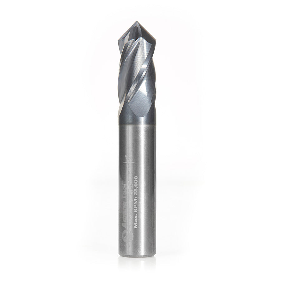Amana Tool High Performance CNC Solid Carbide 90 Degree 'V' Spiral Drills / End Mills / Router Bits for Steel & Stainless Steel
