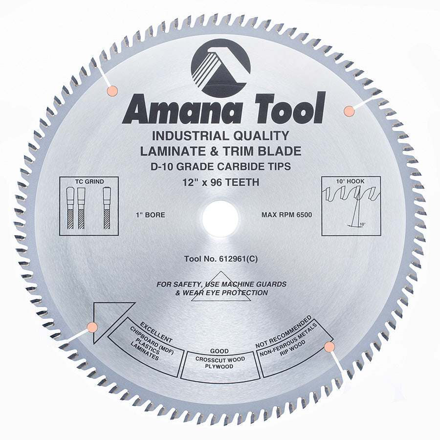 Amana Tool Single and Double Sided Laminate Cutting Fine Cut-Off and Crosscut Saw Blades