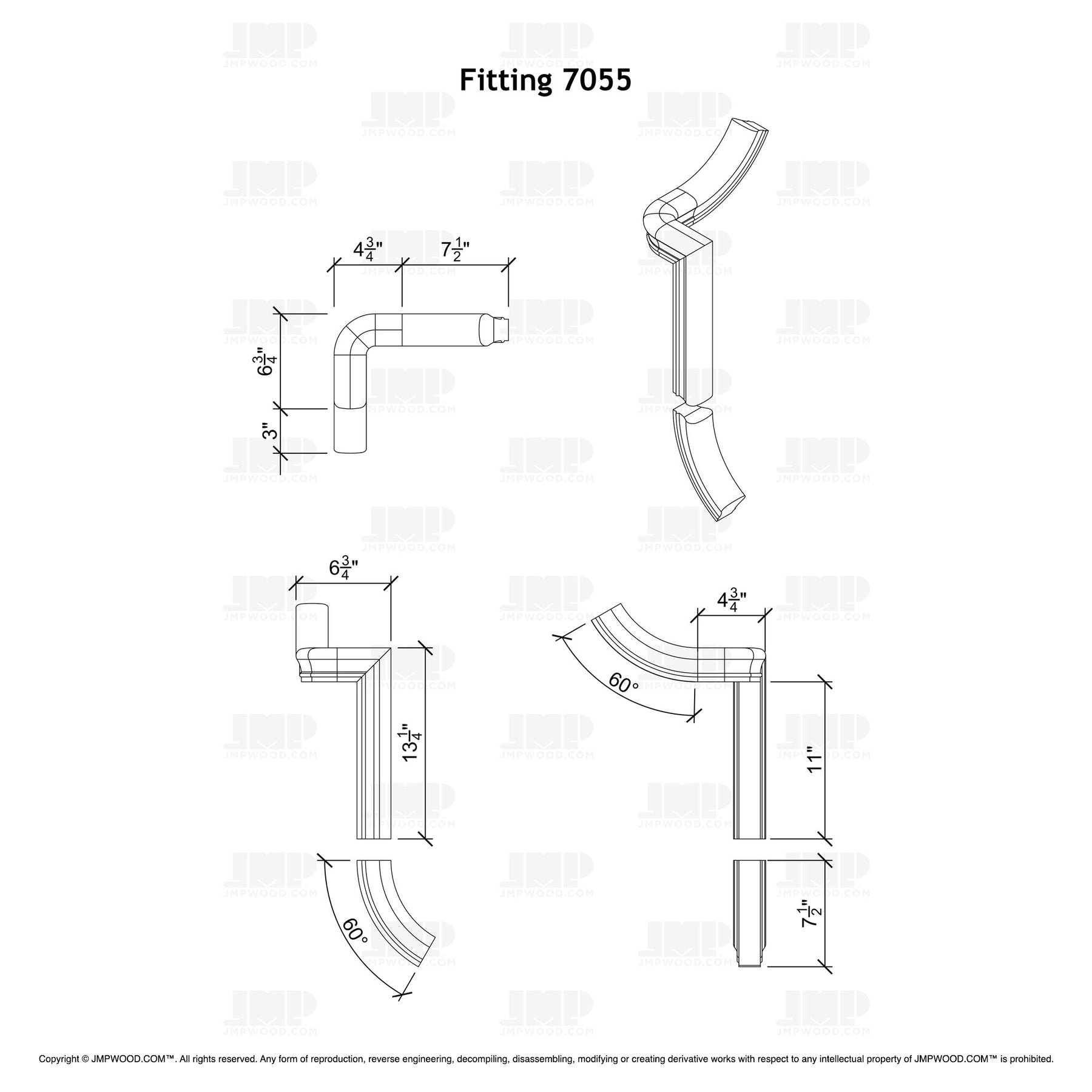 Fitting 55 - Level Quarter Turn Gooseneck Fitting (Right Hand)