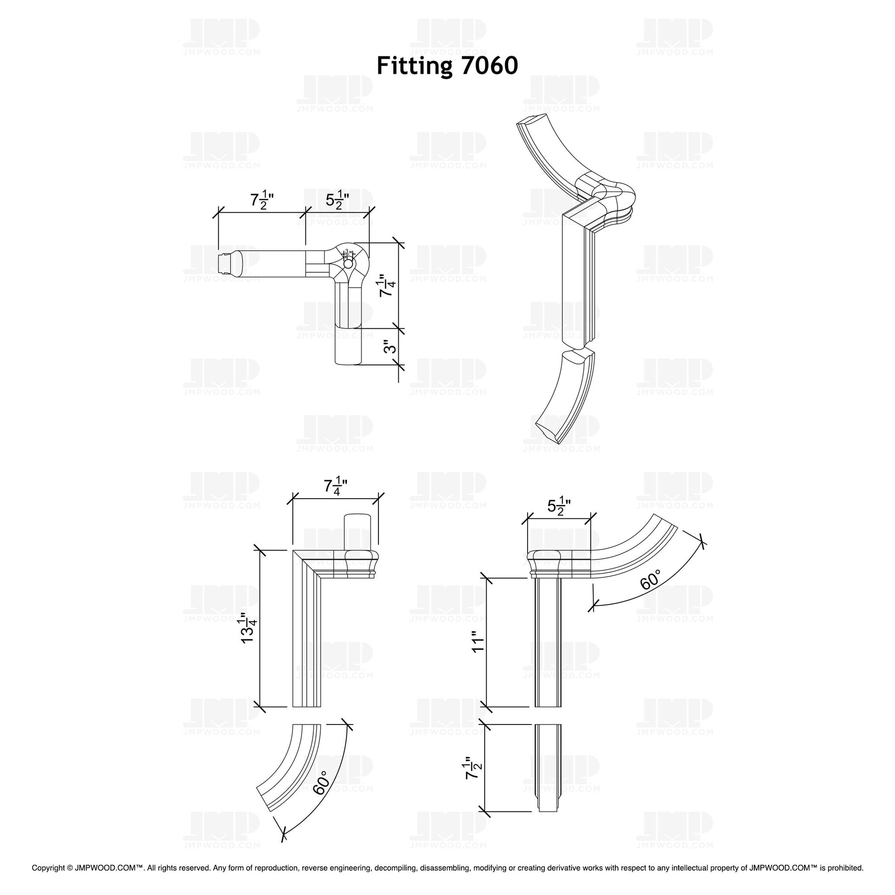 Fitting 60 - Level Quarter Turn Gooseneck Fitting with Cap (Left Hand)