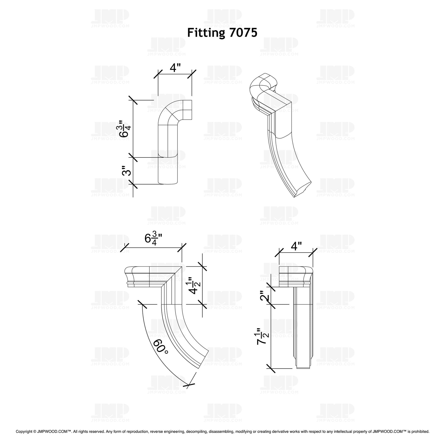 Fitting 75 - Level Quarter Turn Gooseneck Fitting with No Cap (Right Hand)