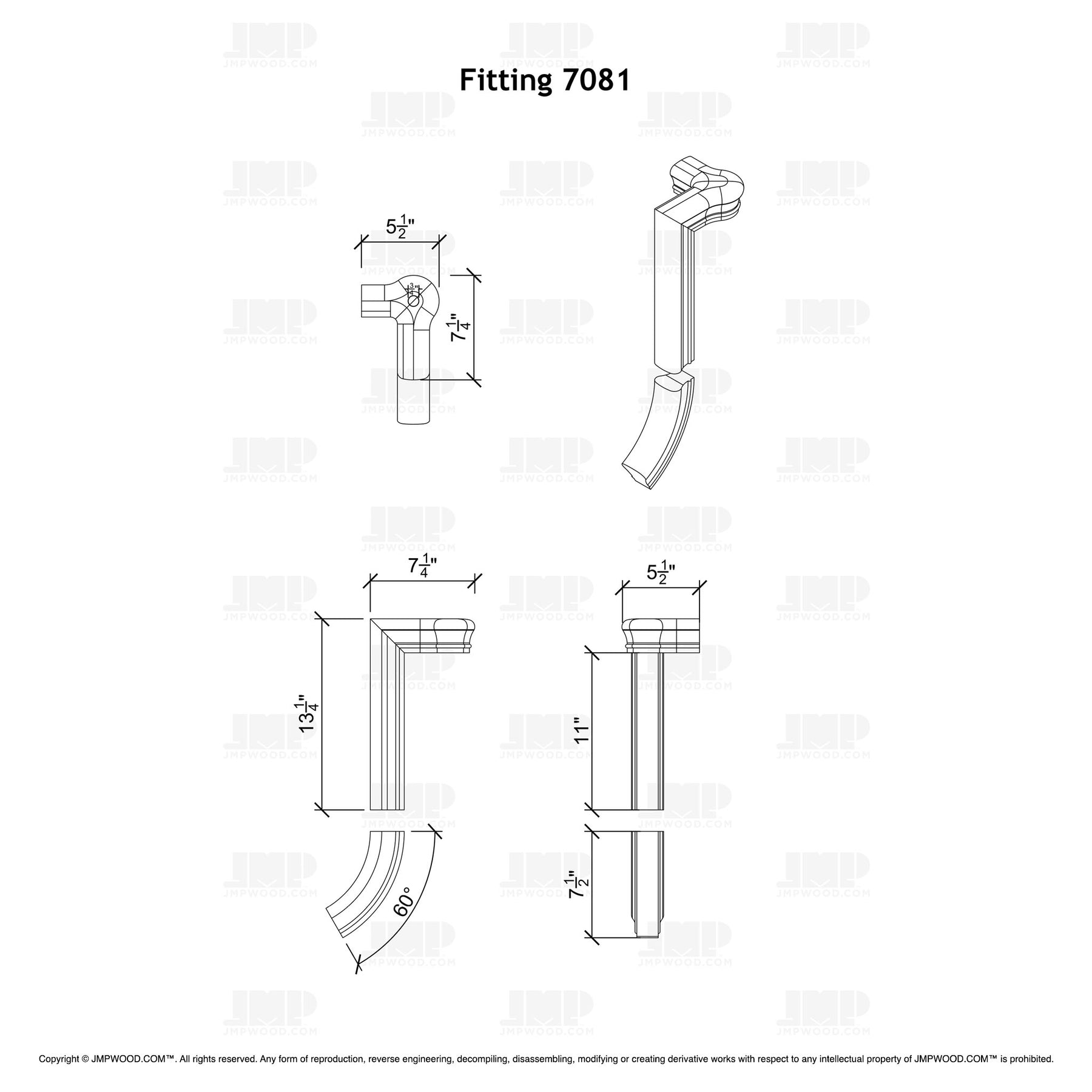 Fitting 81 - Level Quarter Turn Gooseneck Fitting with Cap - 2 Rise (Left Hand)