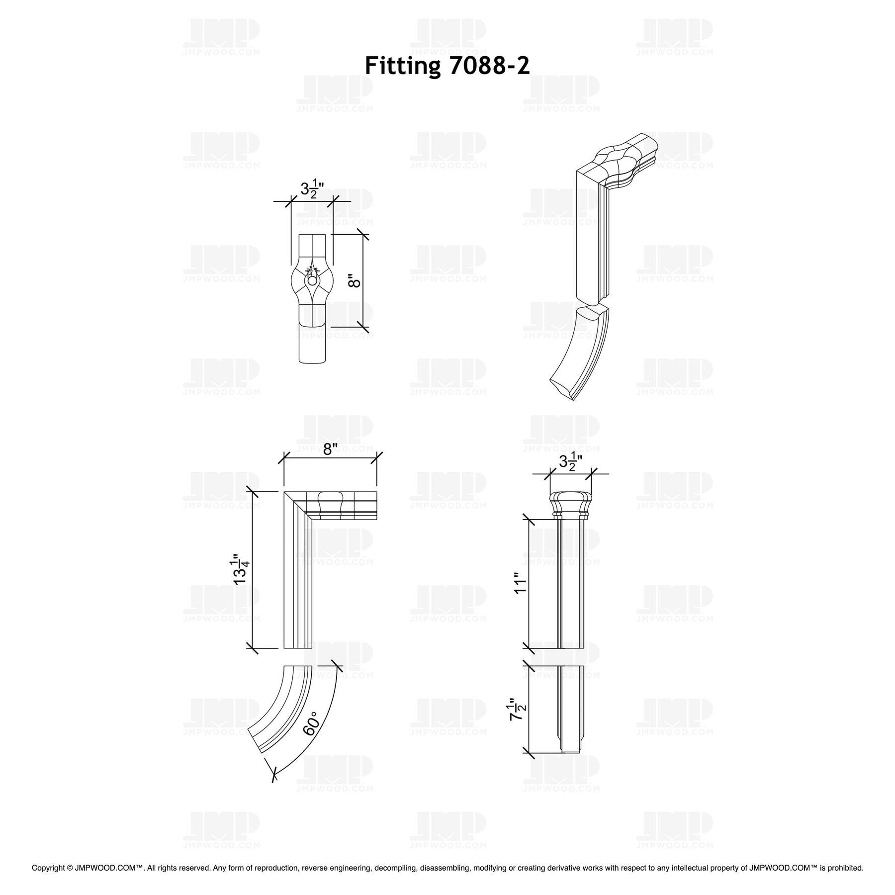 Fitting 88-2 - Straight Riser with Tandem Cap 2 Rise