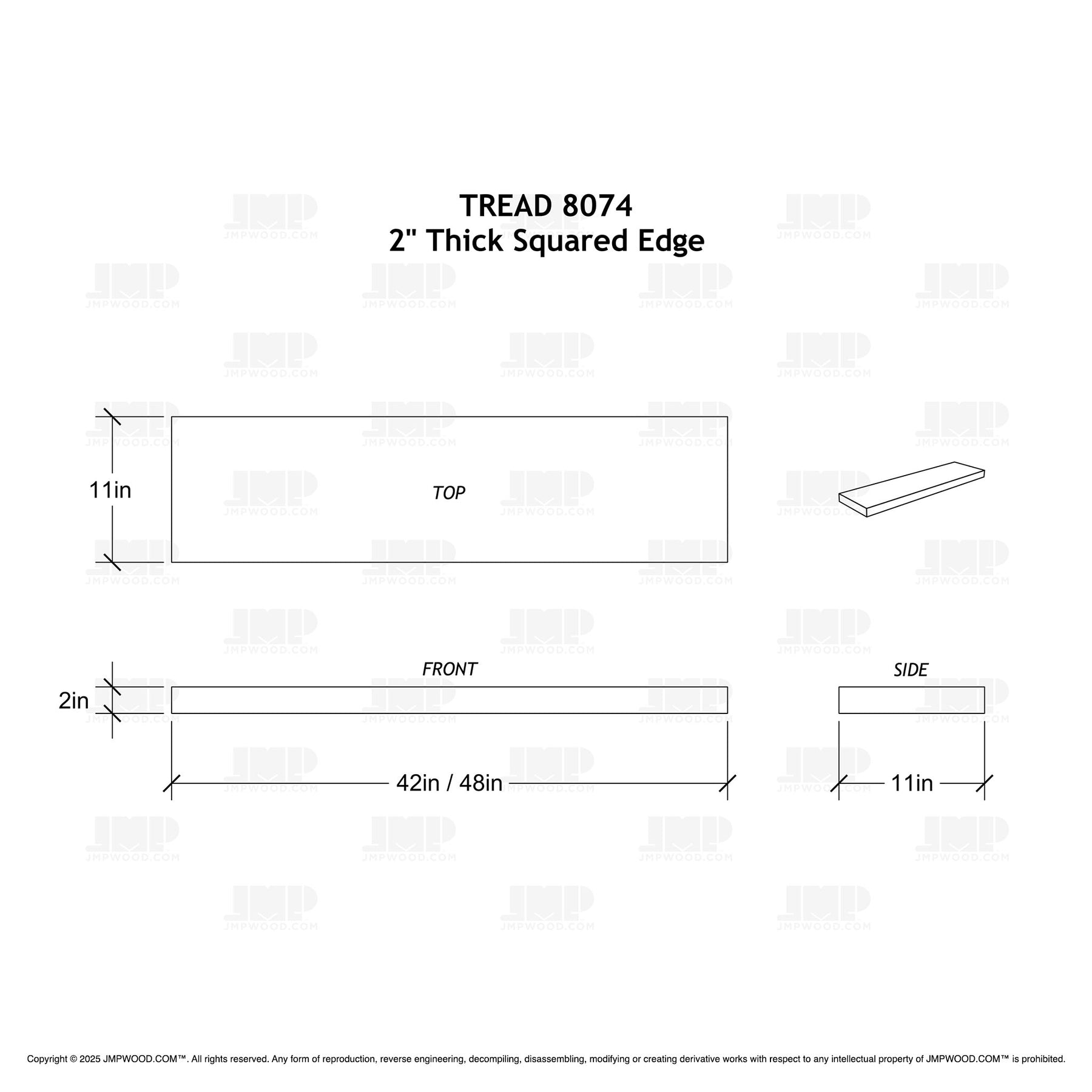 Tread 8074 - 2" Thick Squared Edge Tread