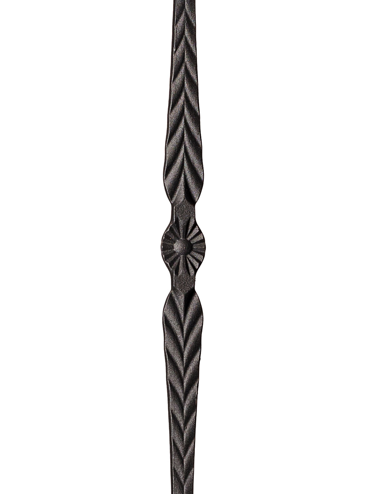 Iron Baluster 9021 - 9/16" Hammered Edge - Single Feather