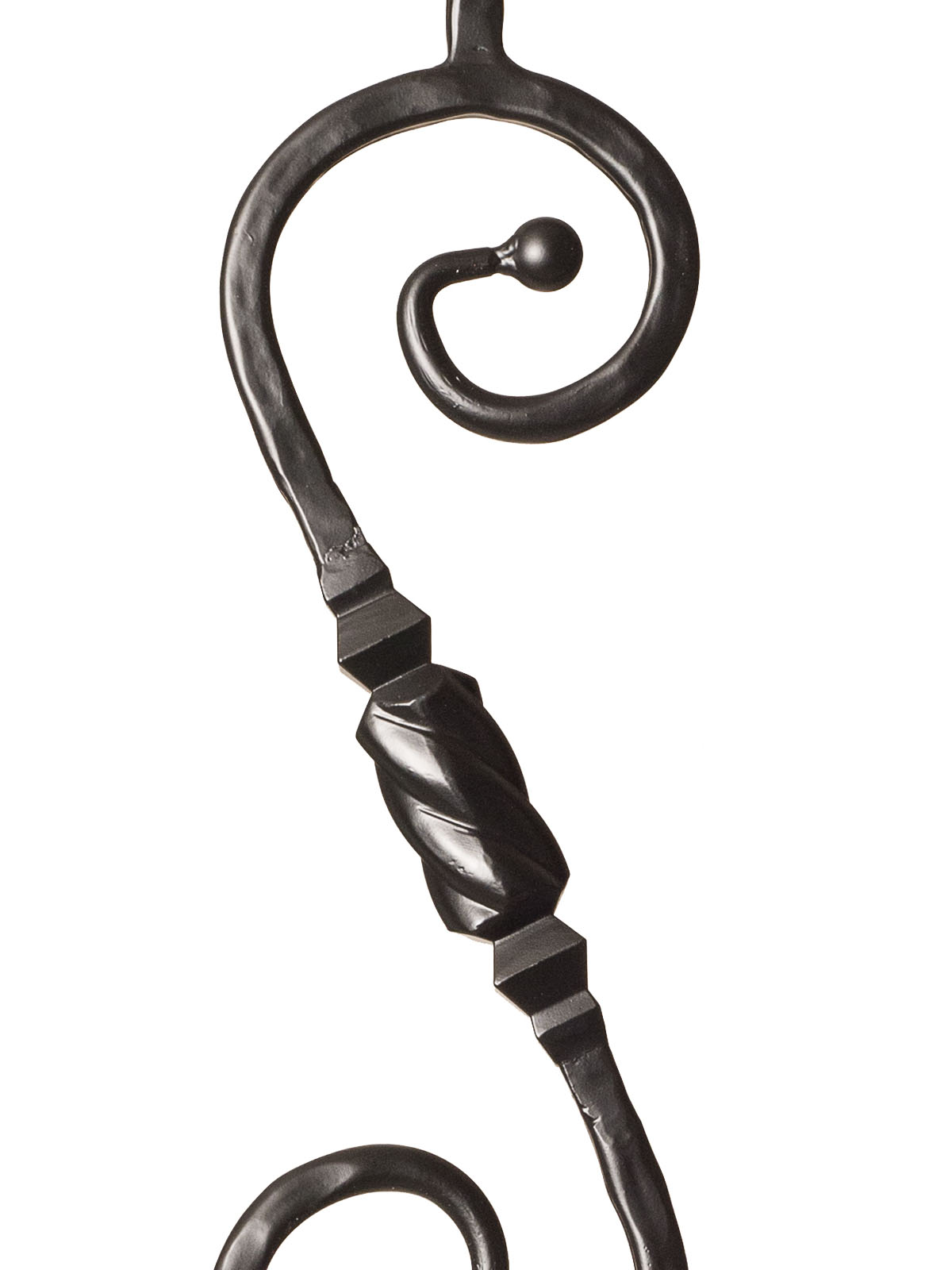 Iron Baluster 9047 - 9/16" Hammered Face - S Scroll With Knob