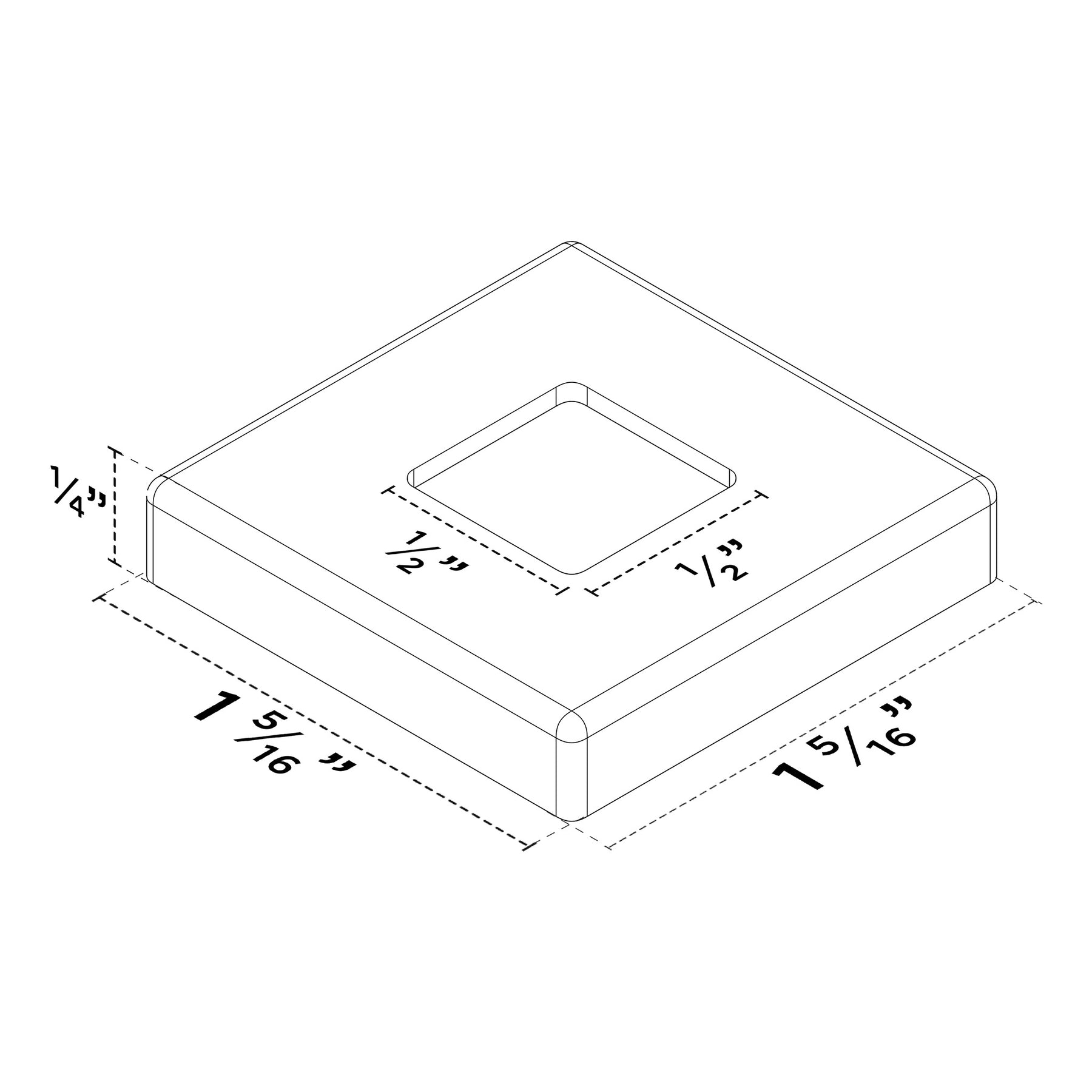 Baluster Shoe 9054BS - Square 1/2" - Square Base Shoe