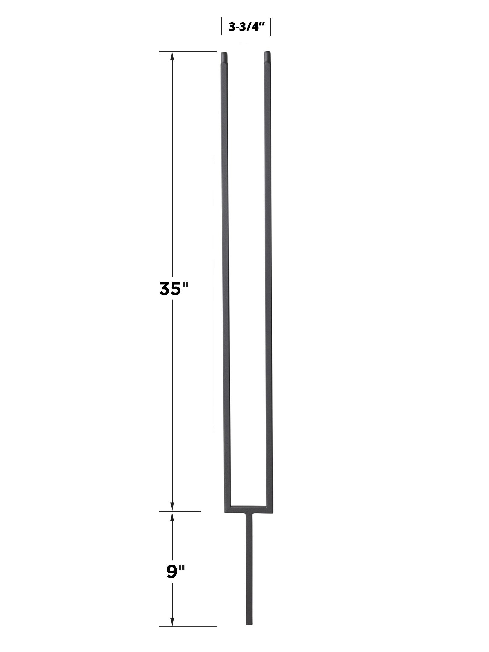 Iron Baluster 9096 / T87 - 1/2" Square - Contemporary Split Rectangle