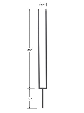 Iron Baluster 9096 / T87 - 1/2" Square - Contemporary Split Rectangle