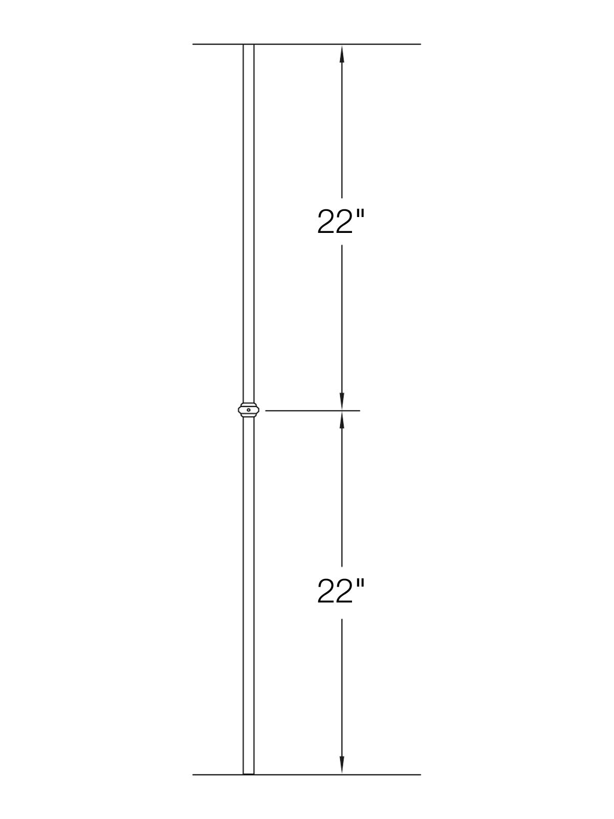 Iron Baluster 9510 - 5/8" Round - Single Collar