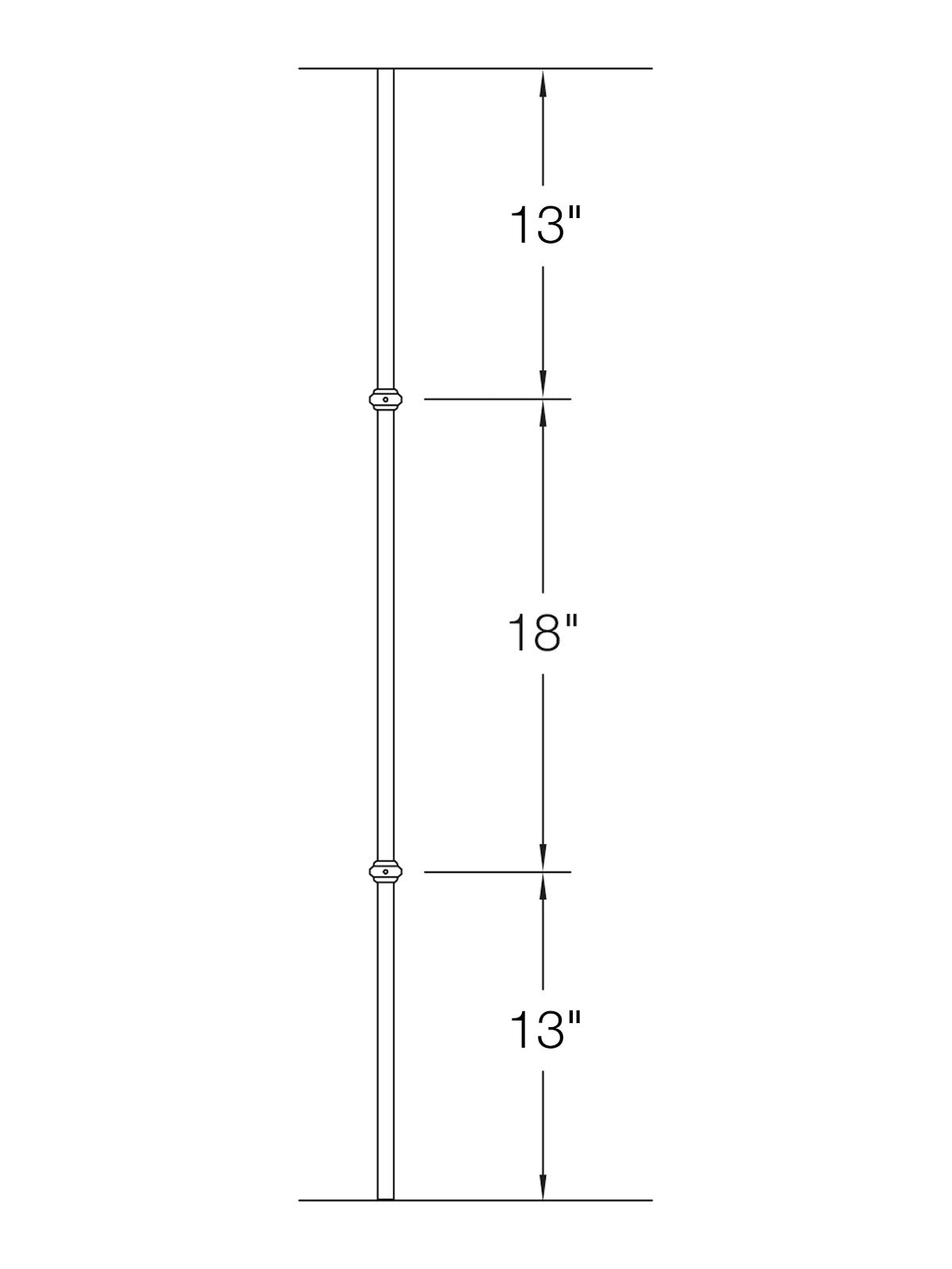 Iron Baluster 9520 - 5/8" Round - Double Collar