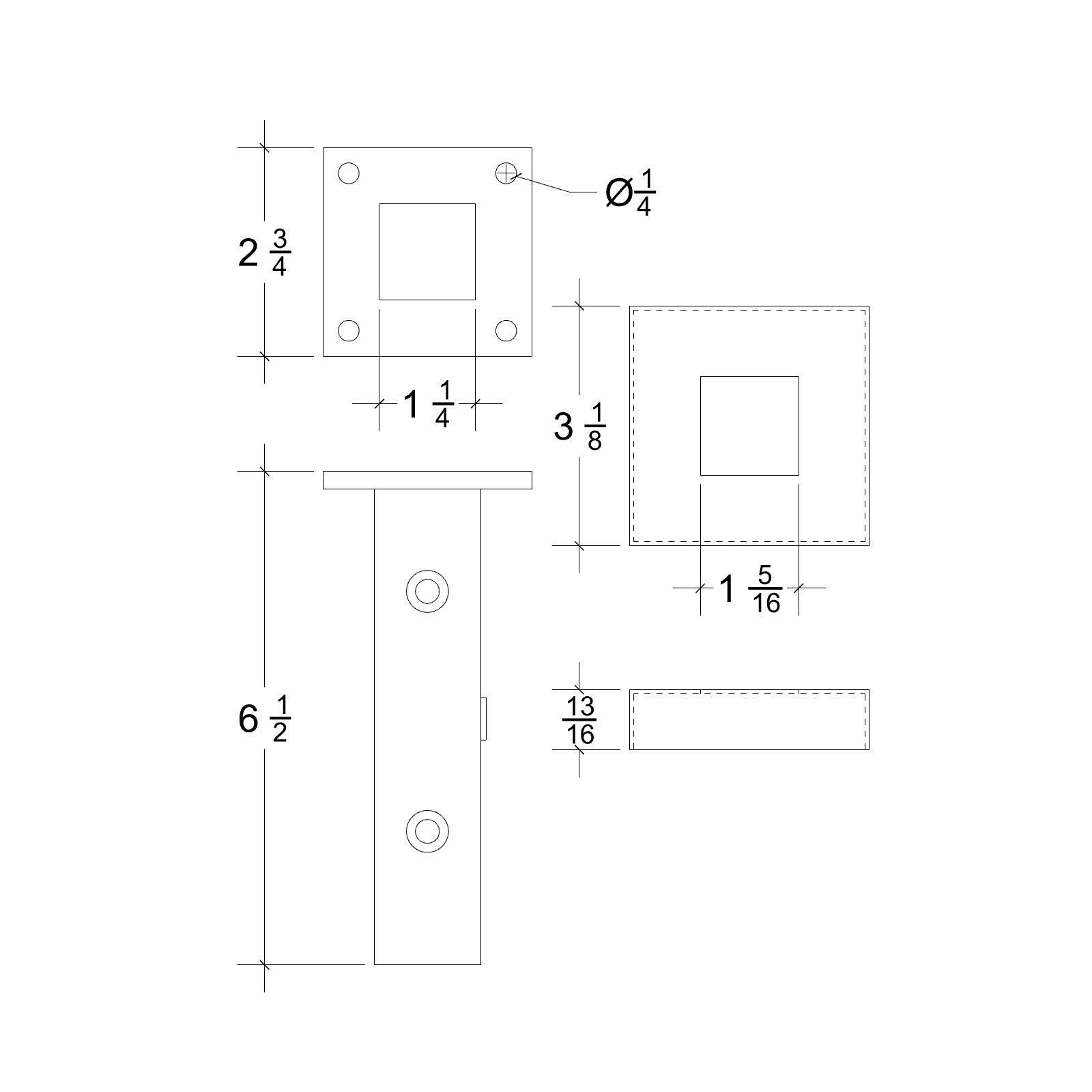 Iron Newel Mounting Kit SQ-NMK200 - Square 1-3/16"