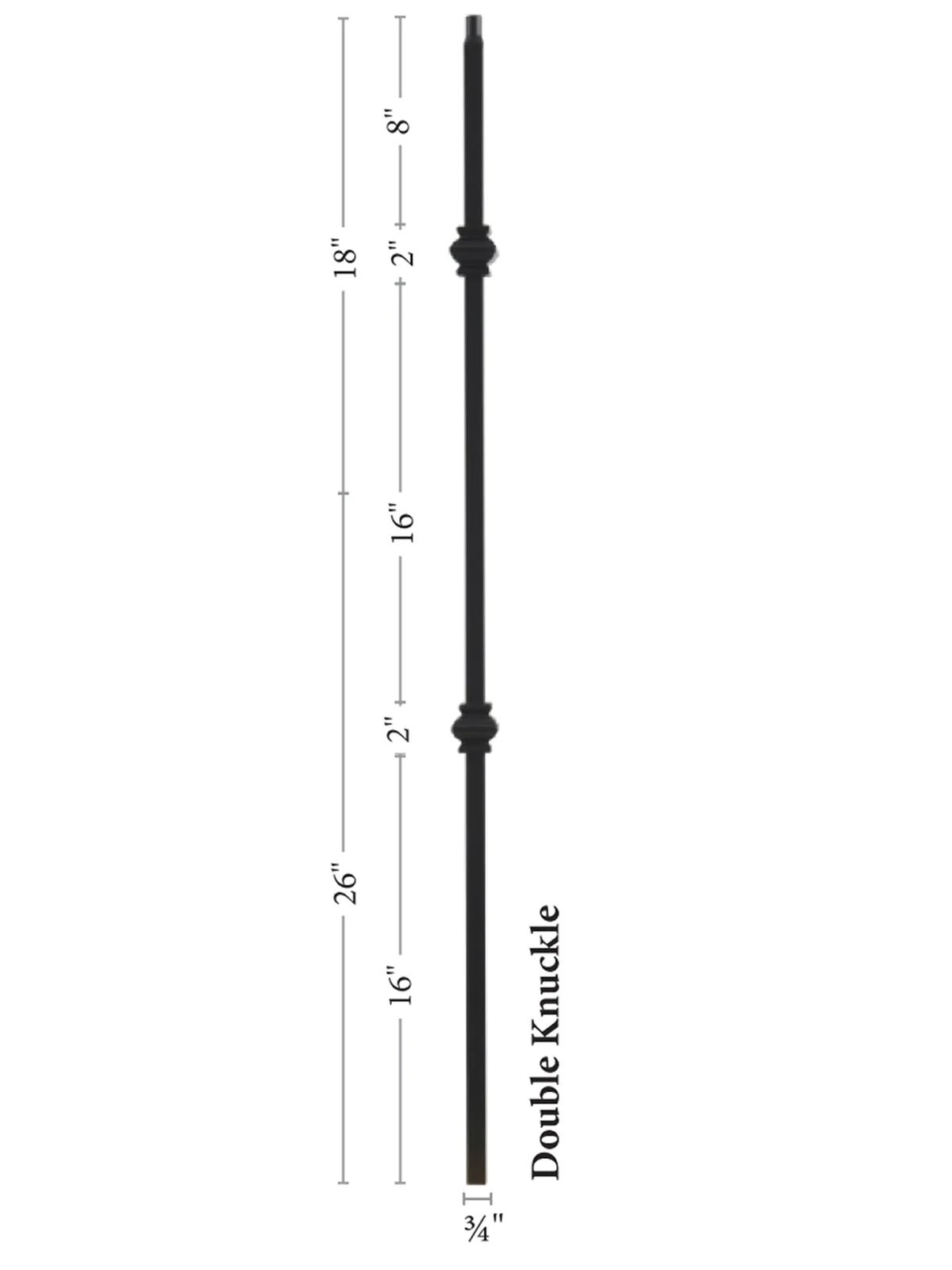 Mega Iron Baluster 9907 - 3/4" Square - Double Knuckle