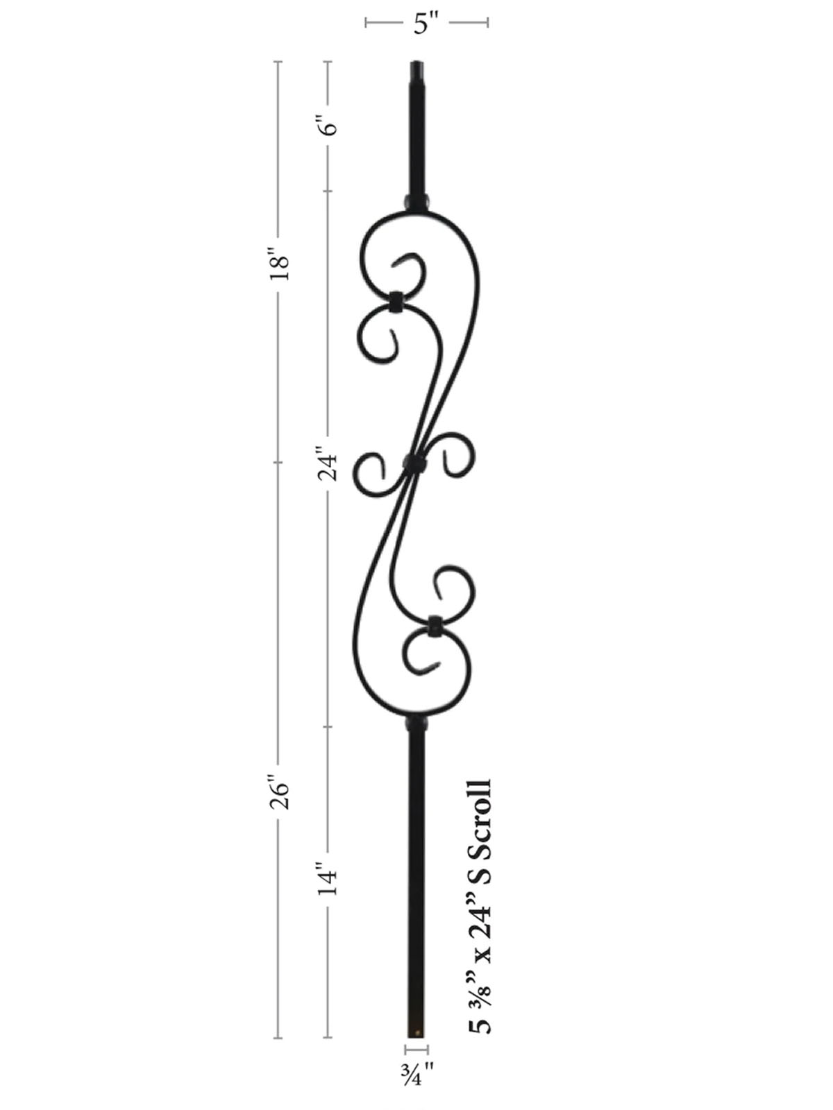 Mega Iron Baluster 9981 - 3/4" Square - Scroll