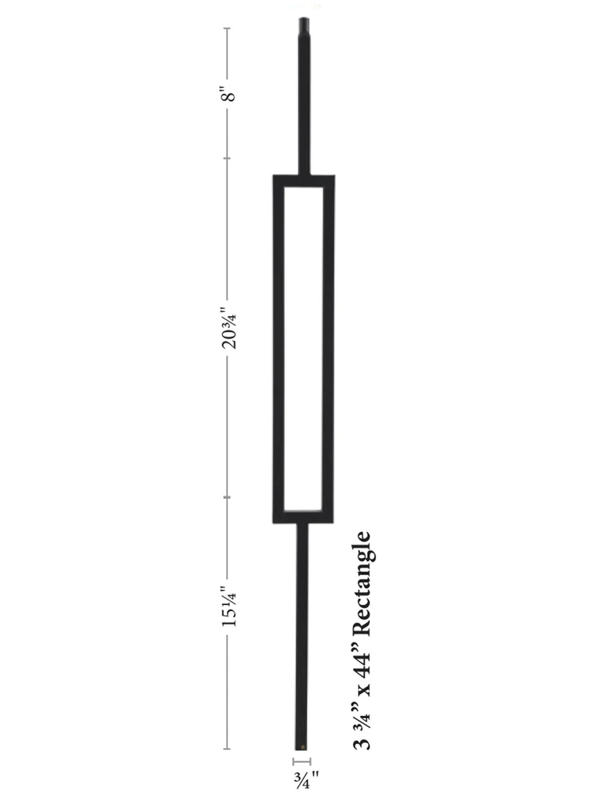 Mega Iron Baluster 9989 - 3/4" Square - Single Rectangle Contemporary Panel