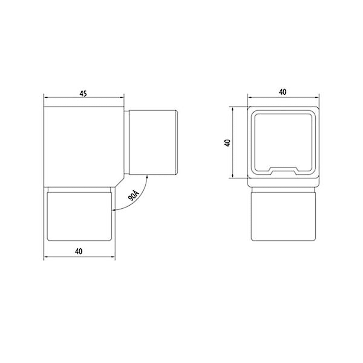 STLX-AC001 90 Degree Angle Connector Square 40x40mm