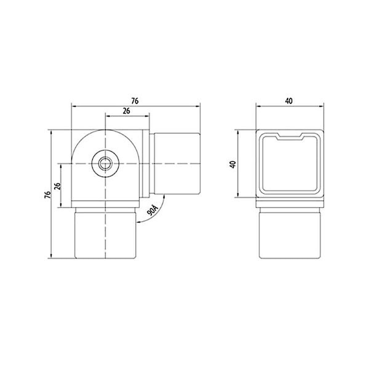 SteelX AC002 Adjustable Connector Square 40x40mm