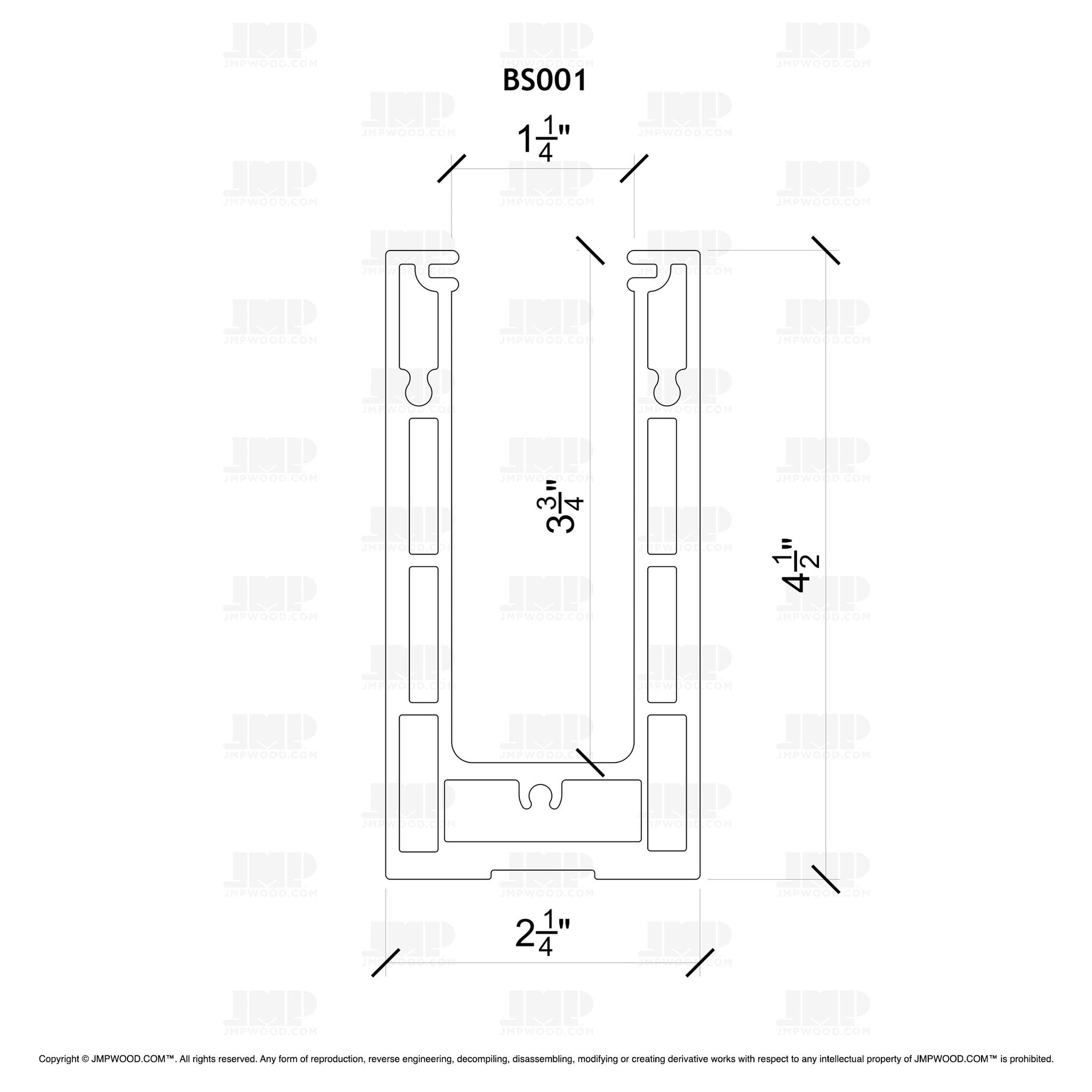 GlassX BS001 U-Channel Base Shoe for Glass Railings - 10'