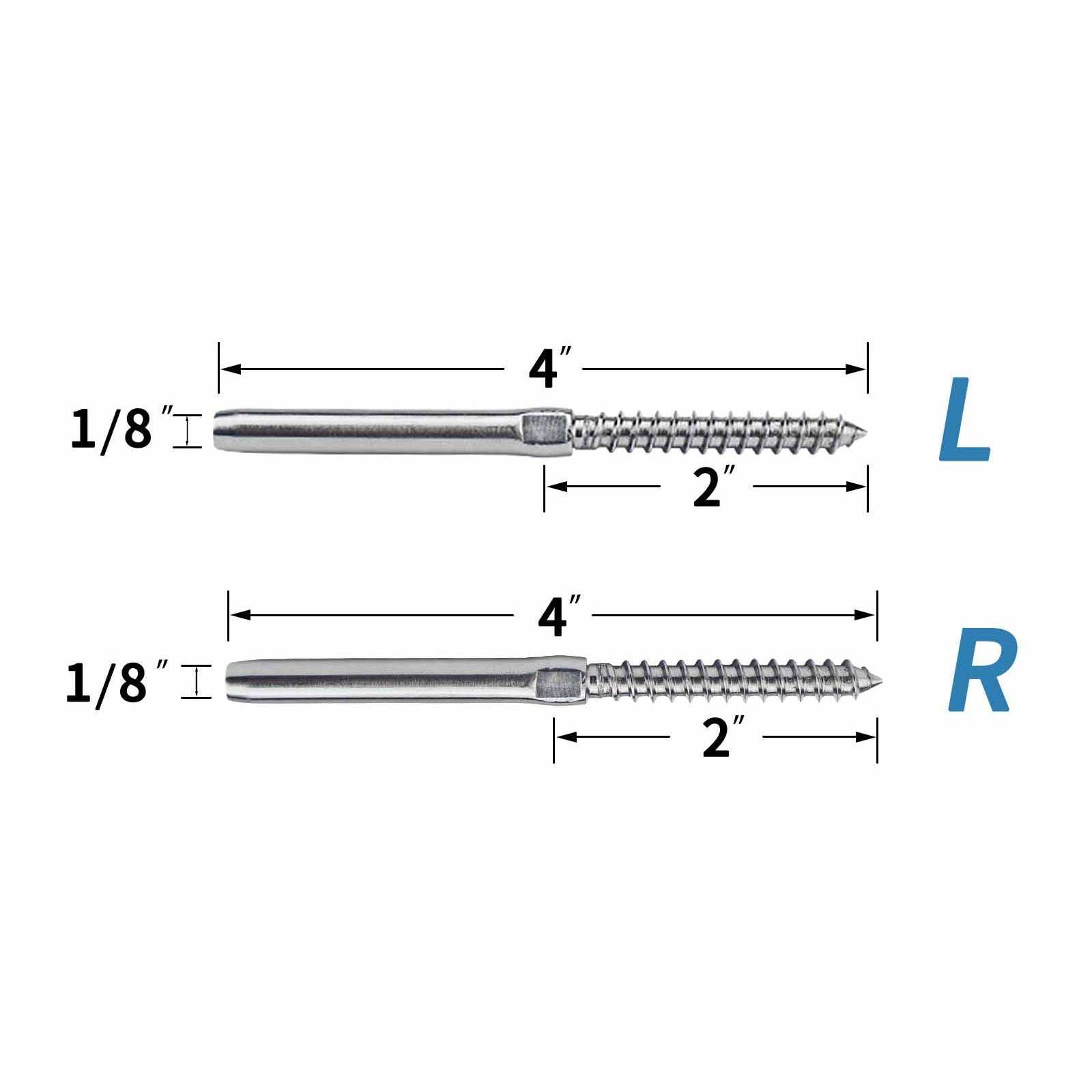 STLX-CC001 1/8" Cable Hardware Kit - Swage Lag Screws Left & Right