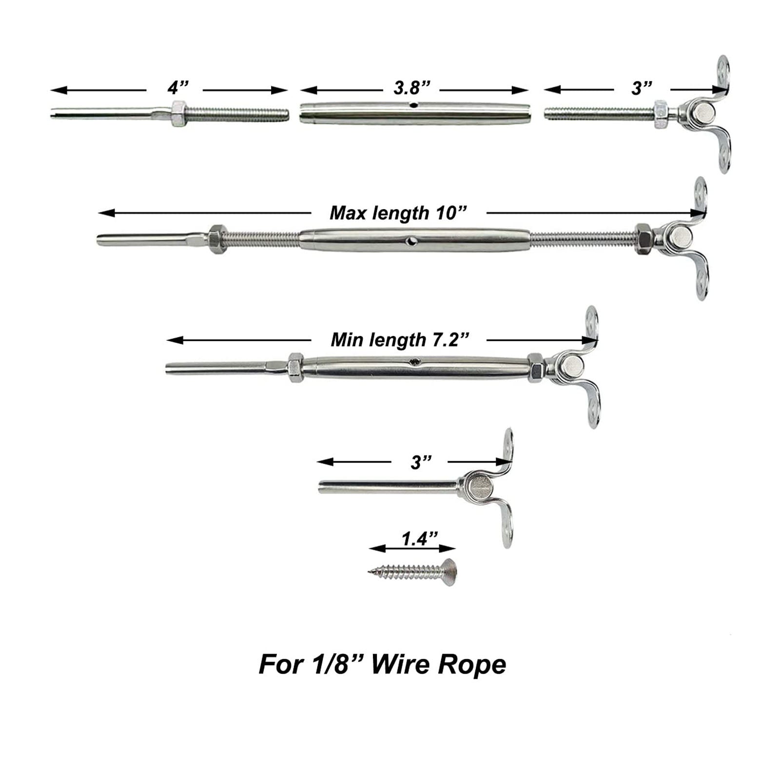 STLX-CC008 1/8" Cable Hardware Kit - Swage Toggle Turnbuckle