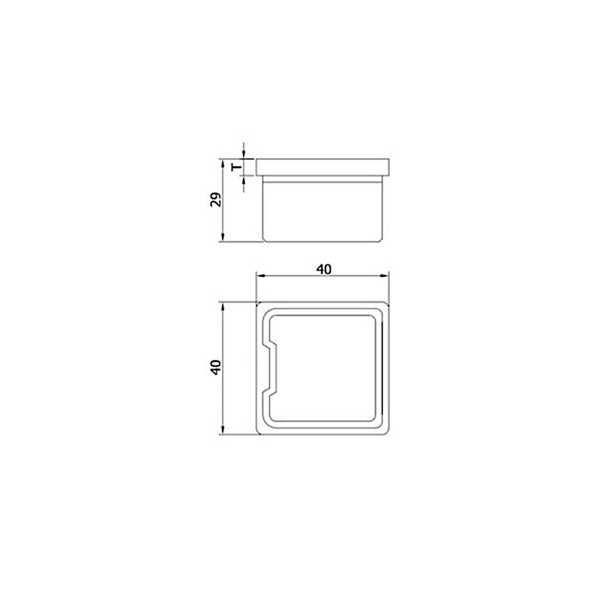 SteelX EC001 End Cap Flat Square 40x40mm
