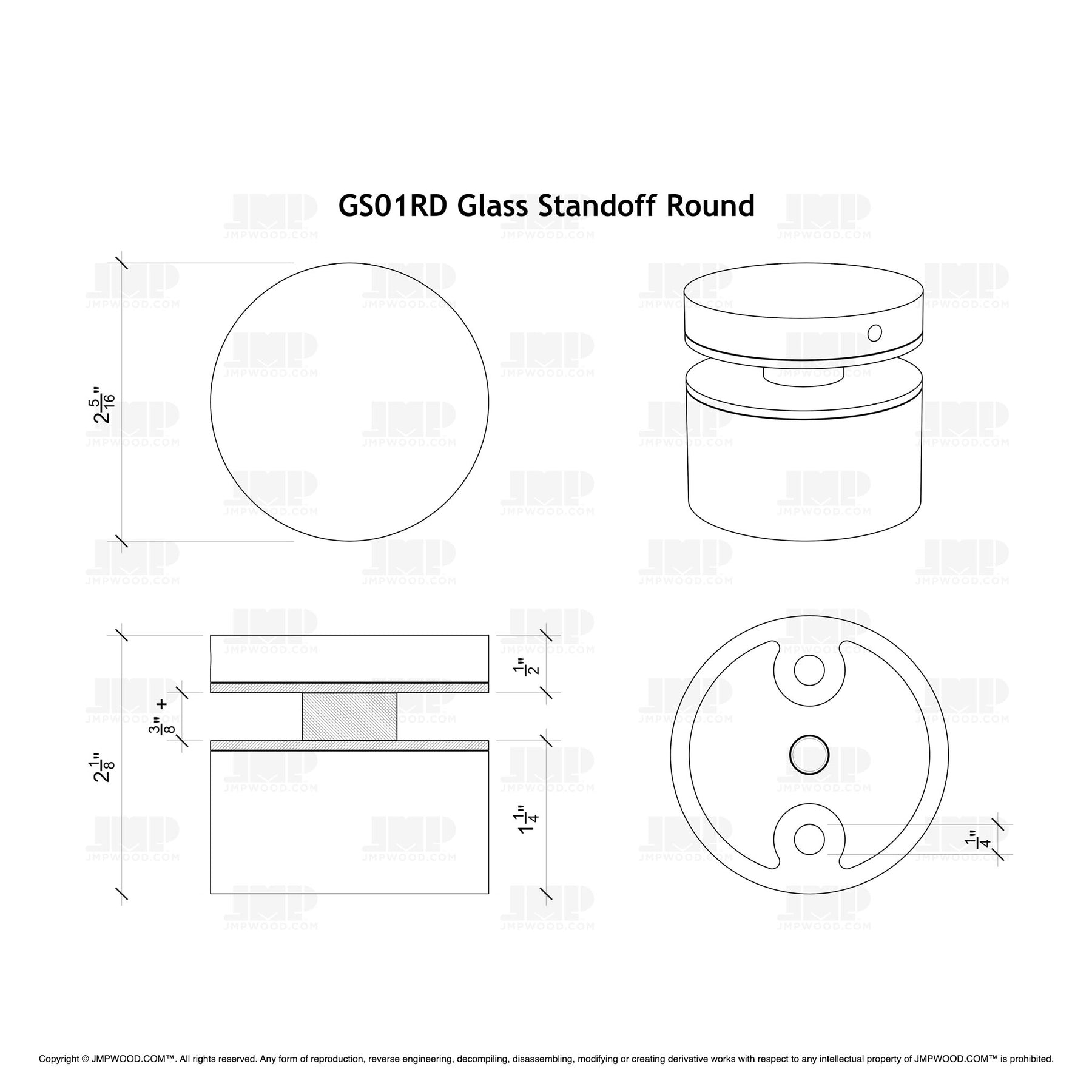 GlassX GS01RD Glass Standoff - Round