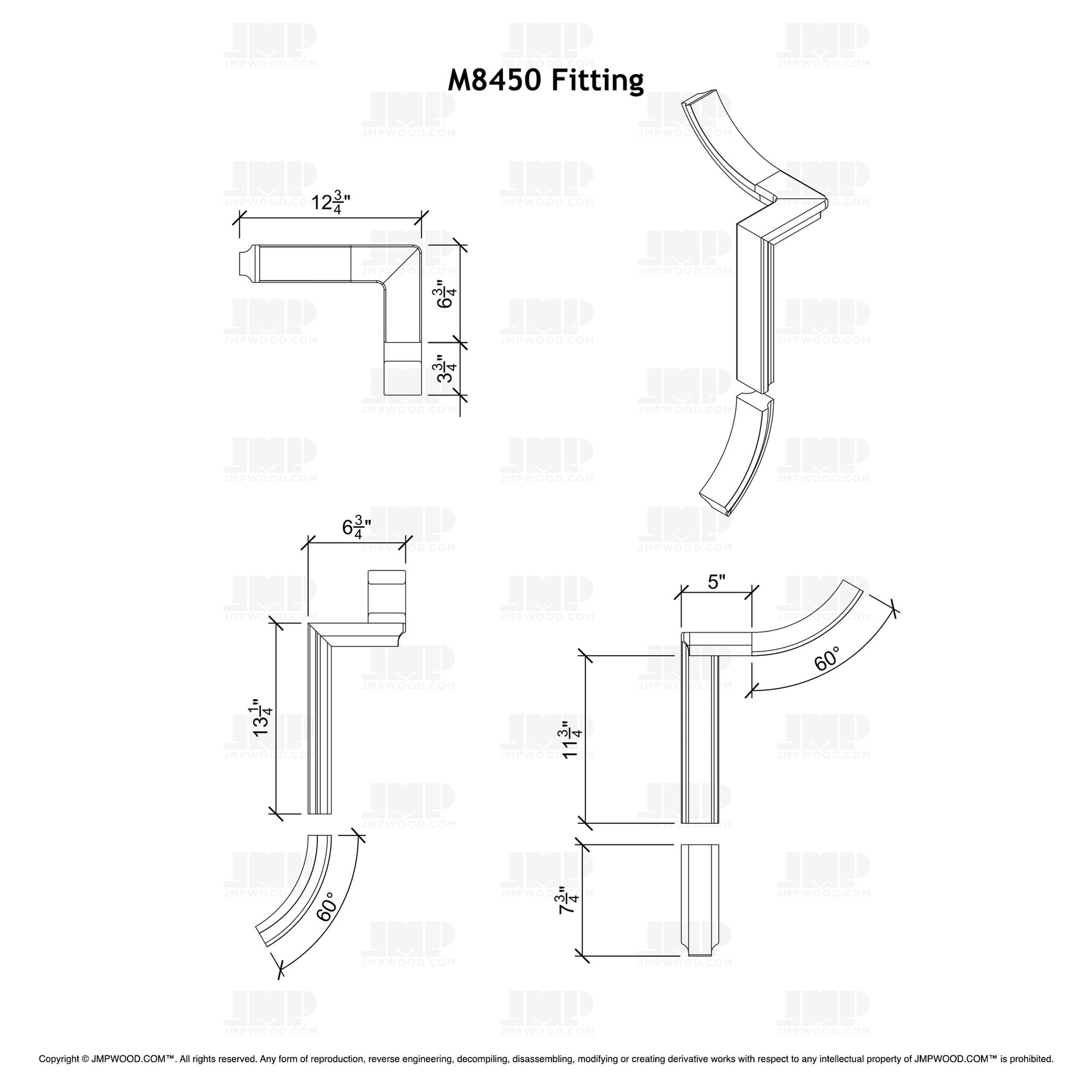 Fitting M8450 - Level Quarter Turn Gooseneck Fitting (Left Hand)