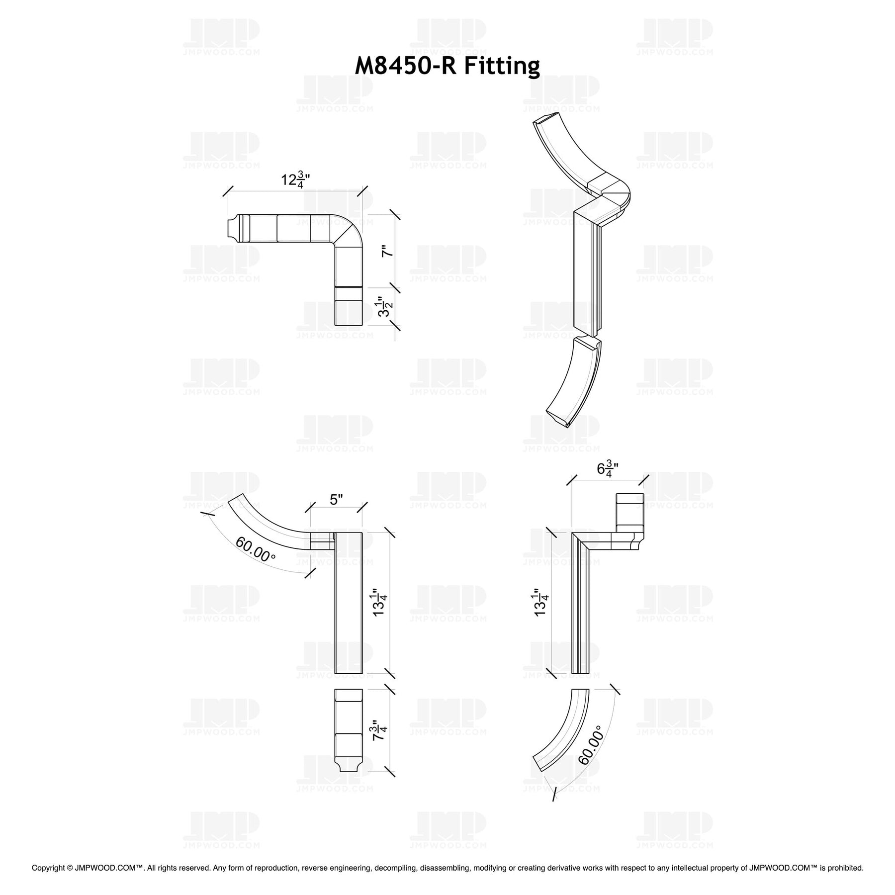 Fitting M8450-R (Rounded) - Level Quarter Turn Gooseneck Fitting (Left Hand)