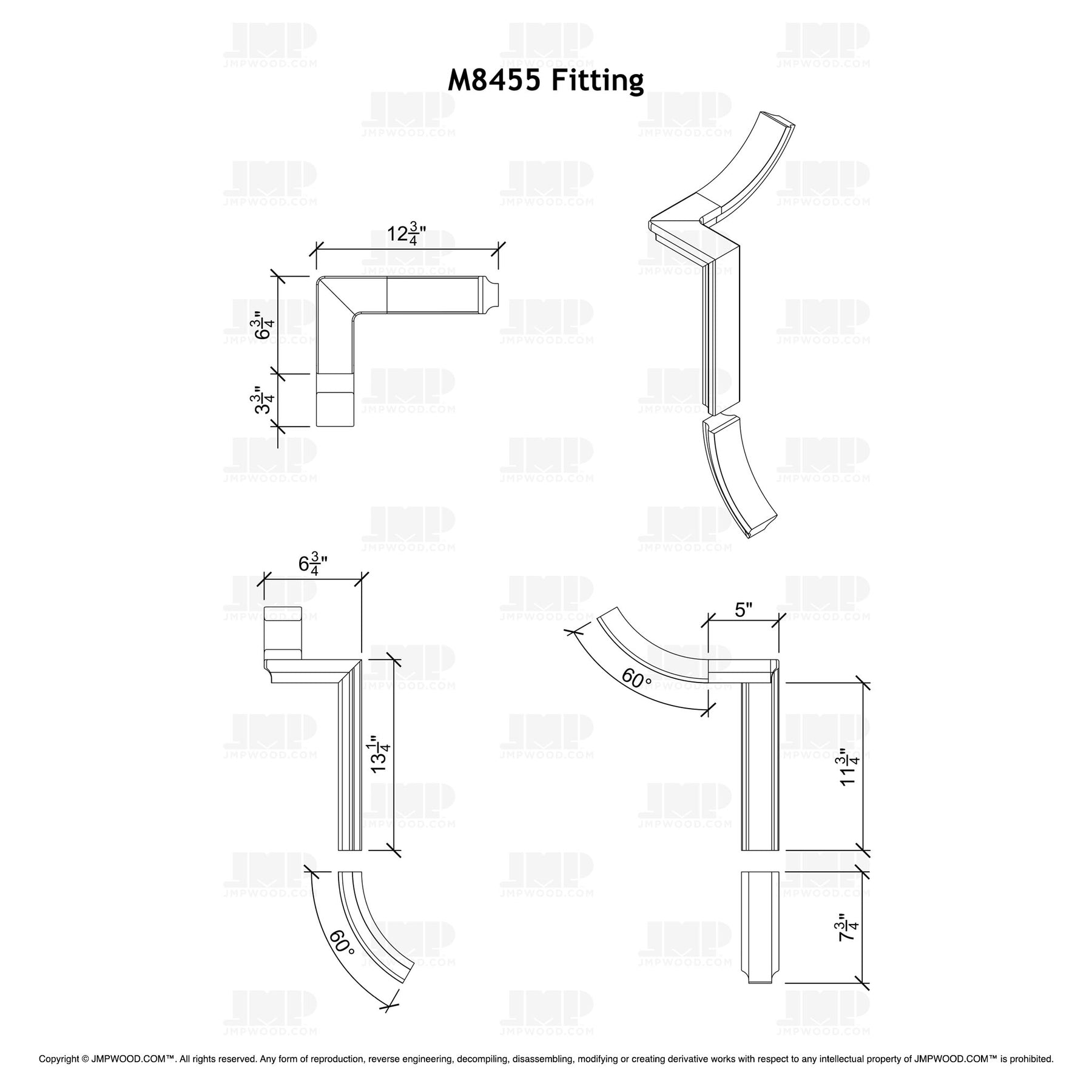Fitting M8455 - Level Quarter Turn Gooseneck Fitting (Right Hand)