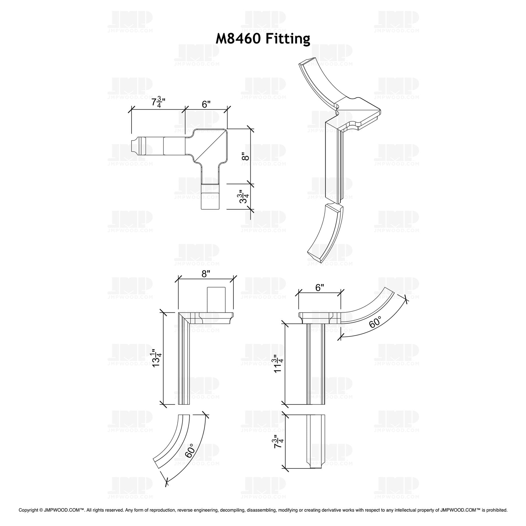 Fitting M8460 - Level Quarter Turn Gooseneck Fitting with Cap (Left Hand)