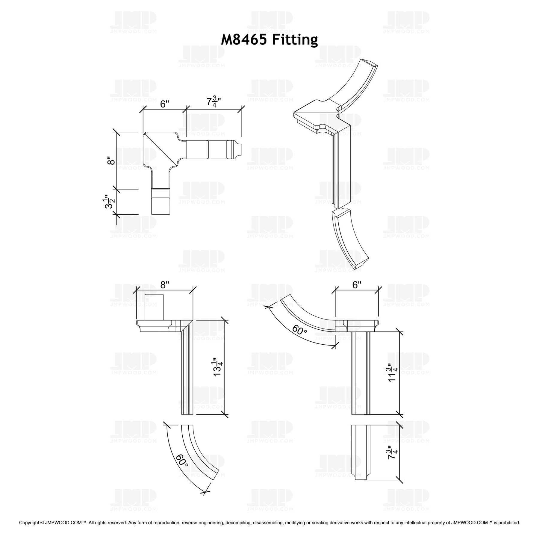 Fitting M8465 - Level Quarter Turn Gooseneck Fitting with Cap (Right Hand)