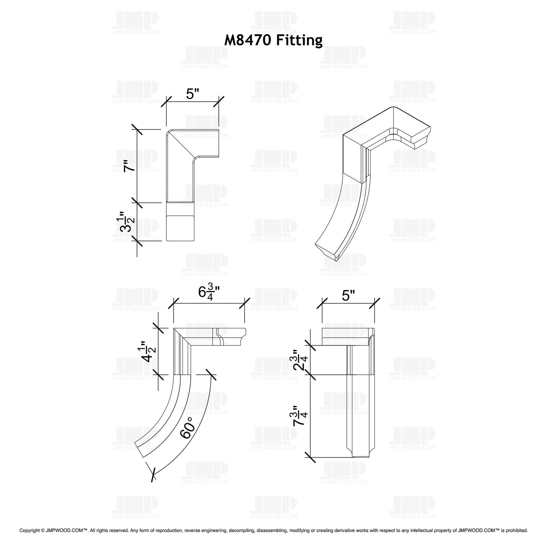 Fitting M8470 - Level Quarter Turn Gooseneck Fitting with No Cap (Left Hand)