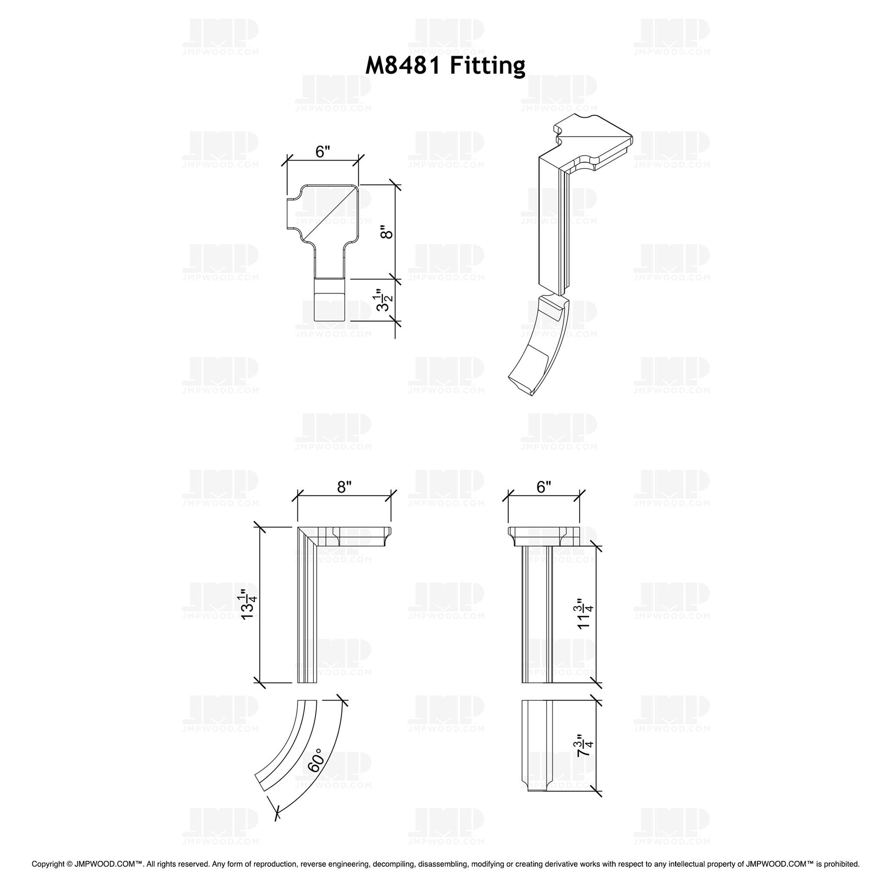 Fitting M8481 - Level Quarter Turn Gooseneck Fitting with Cap - 2 Rise (Left Hand)