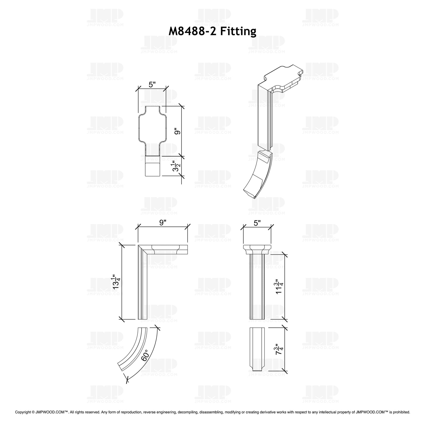 Fitting M8488-2 - Straight Riser with Tandem Cap 2 Rise