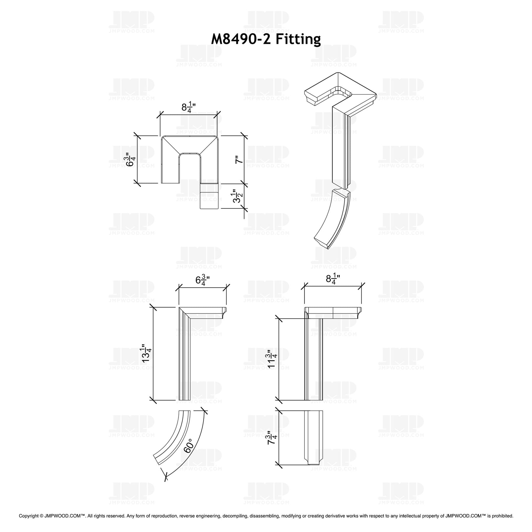 Fitting M8490-2 - Landing Return Riser with No Cap 2-Rise (Left Hand)
