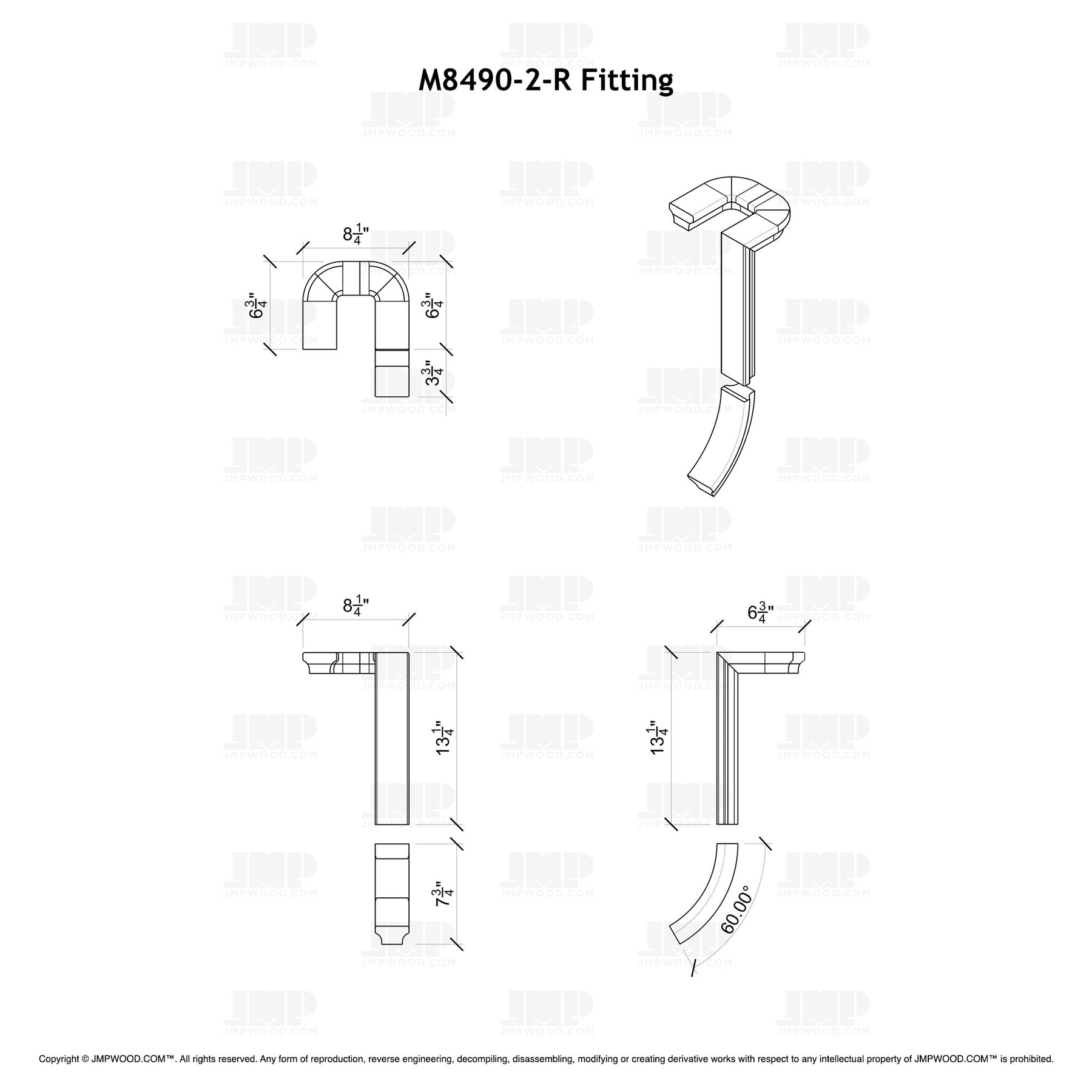 Fitting M8490-2-R (Rounded) - Landing Return Riser with No Cap 2-Rise (Left Hand)