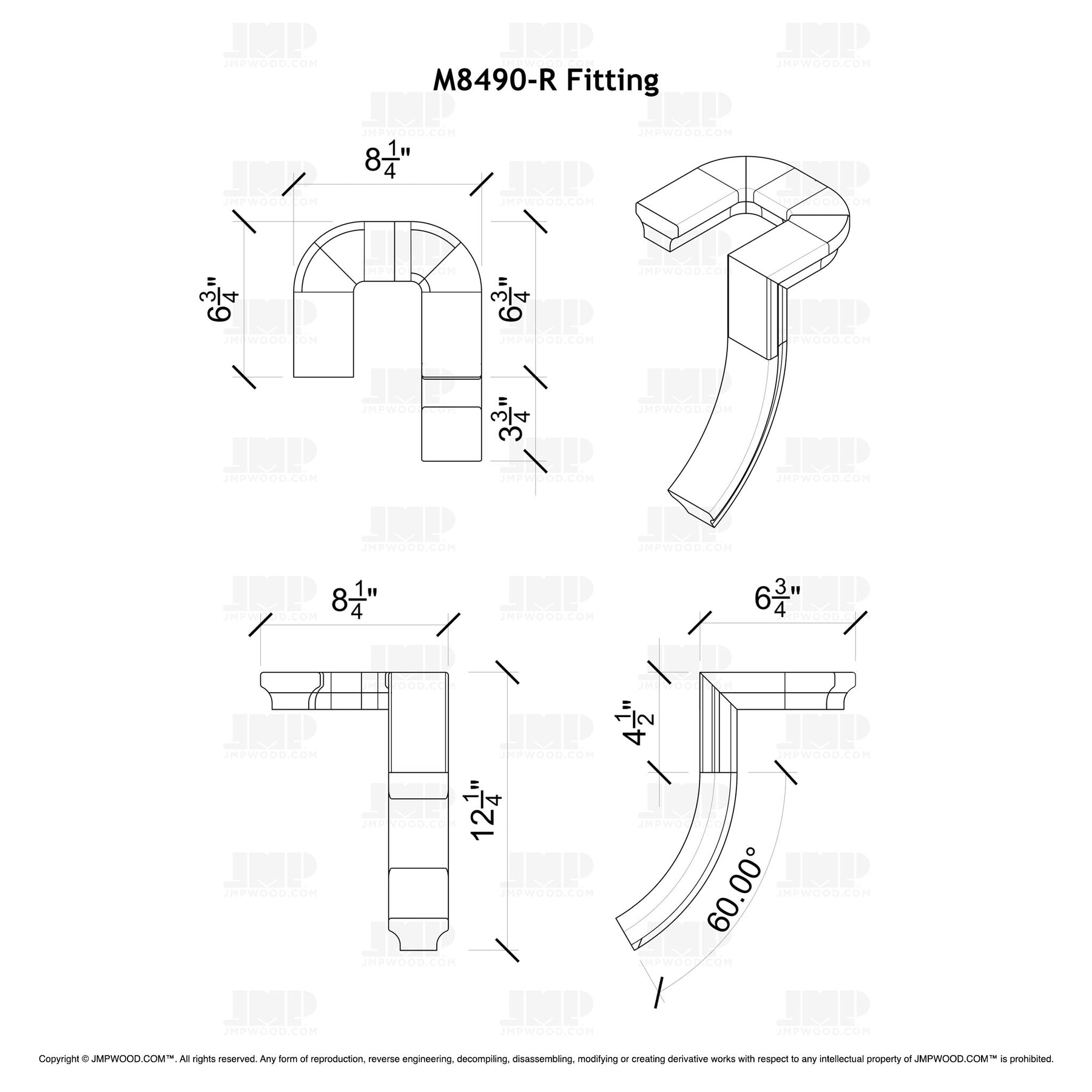 Fitting M8490-R (Rounded) - Landing Return Riser No Cap (Left Hand)