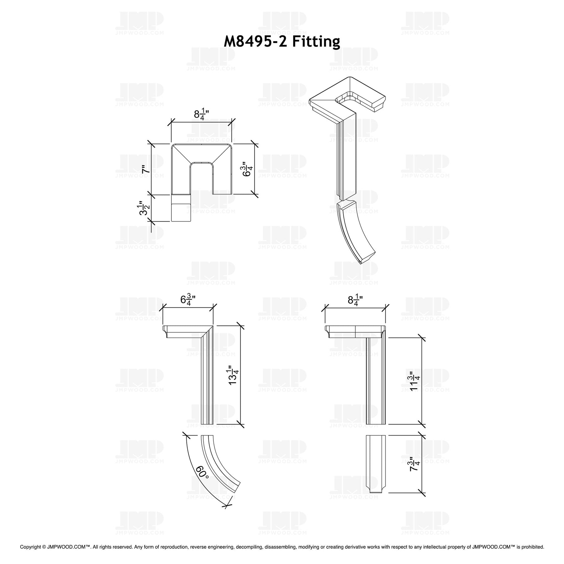 Fitting M8495-2 - Landing Return Riser with No Cap 2-Rise (Right Hand)