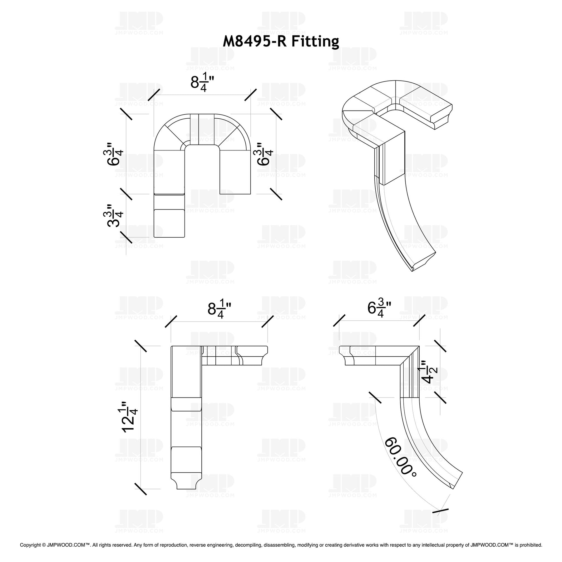 Fitting M8495-R (Rounded) - Landing Return Riser No Cap (Right Hand)