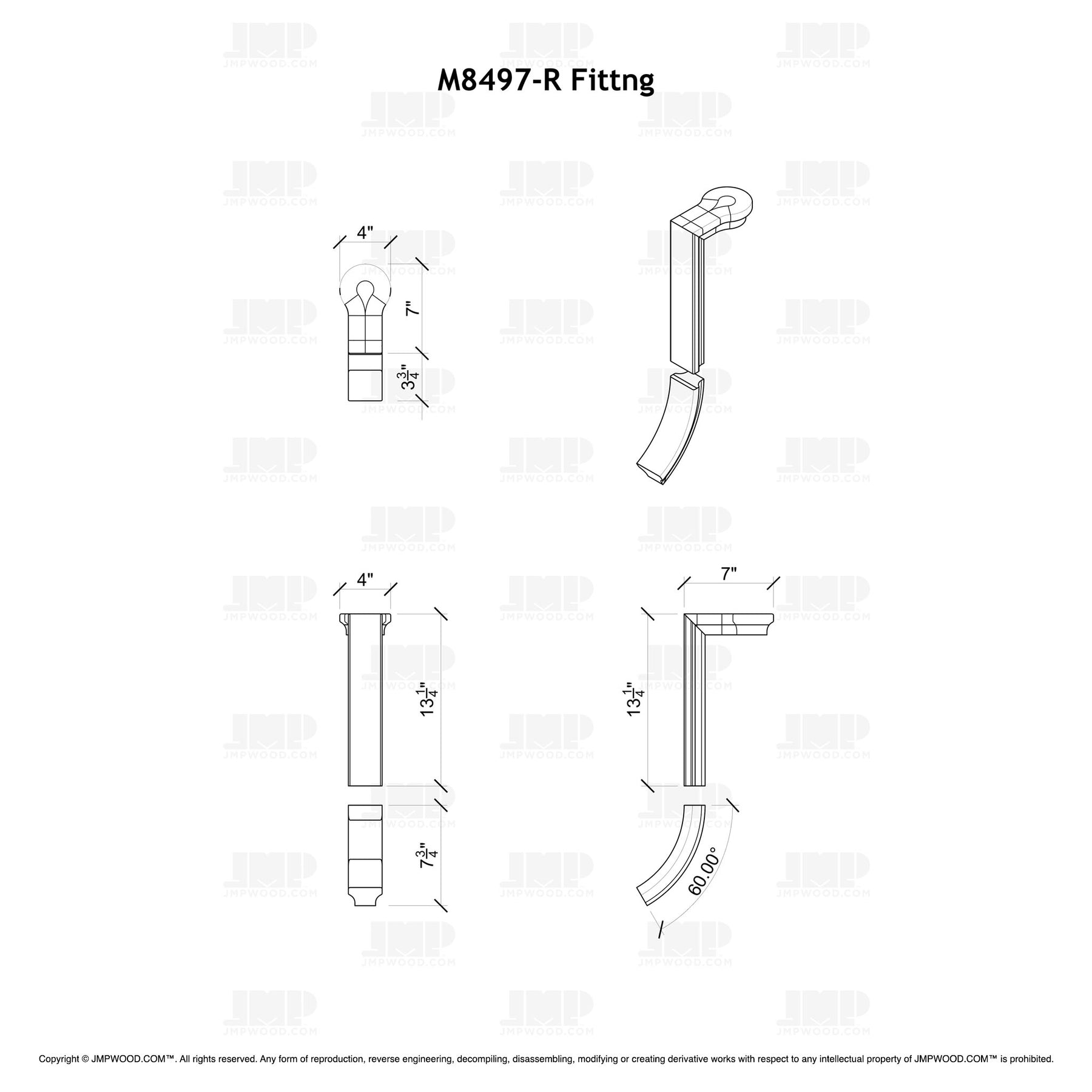 Fitting M8497-R (Rounded) - Straight Riser with Cap (2-Rise)