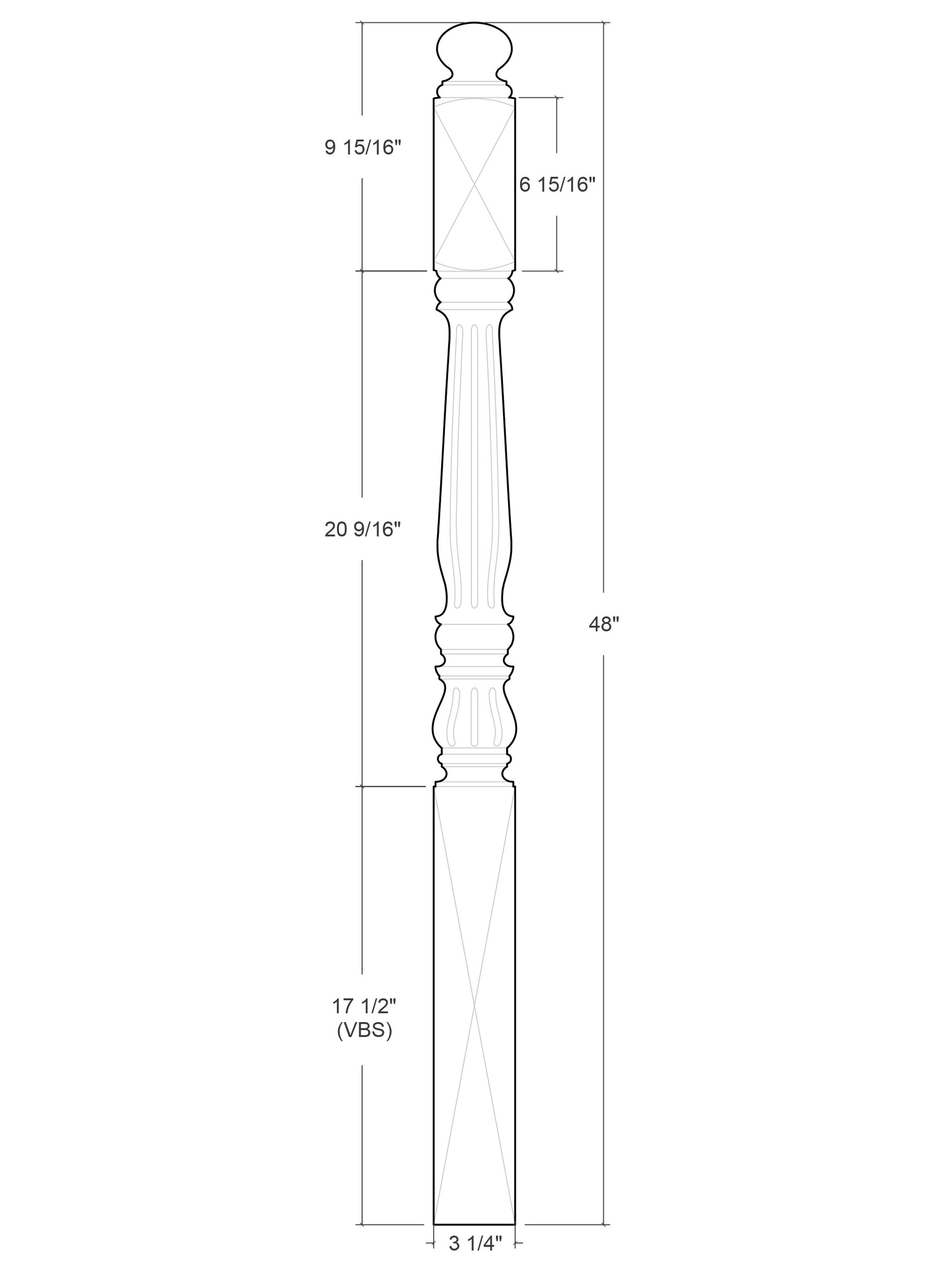 Park Ave Post to Post Newel (Reeding)