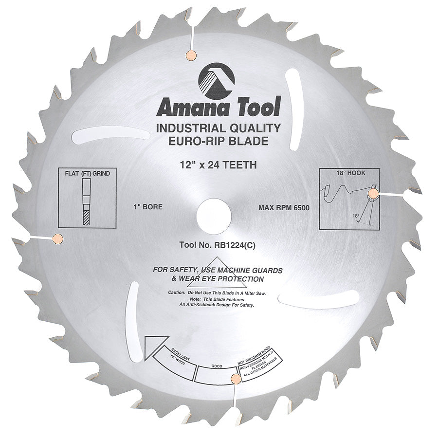 Amana Tool Euro-Rip with Cooling Slots Ripping Saw Blades