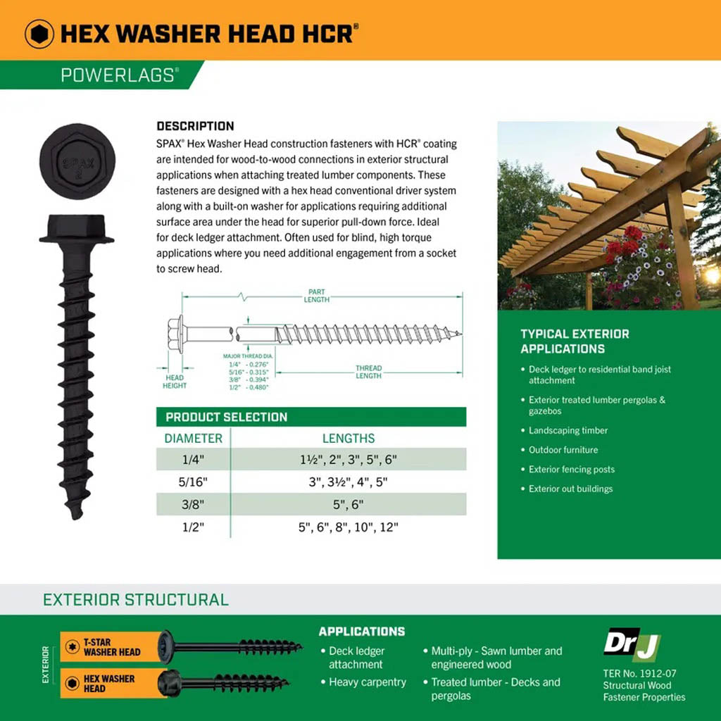 SPAX Hex Washer Head HCR PowerLags