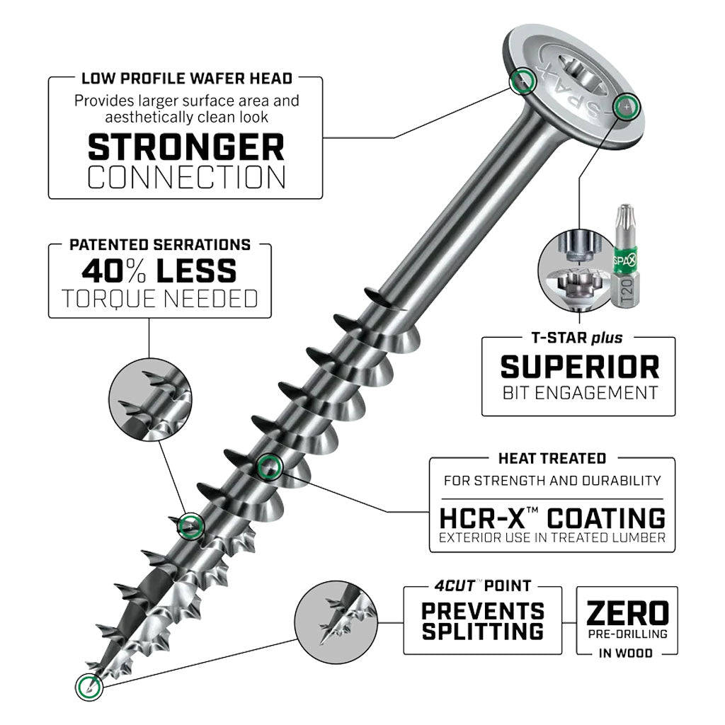 SPAX Exterior Multi-Material Wafer Head HCR-X T-Star Plus Screws