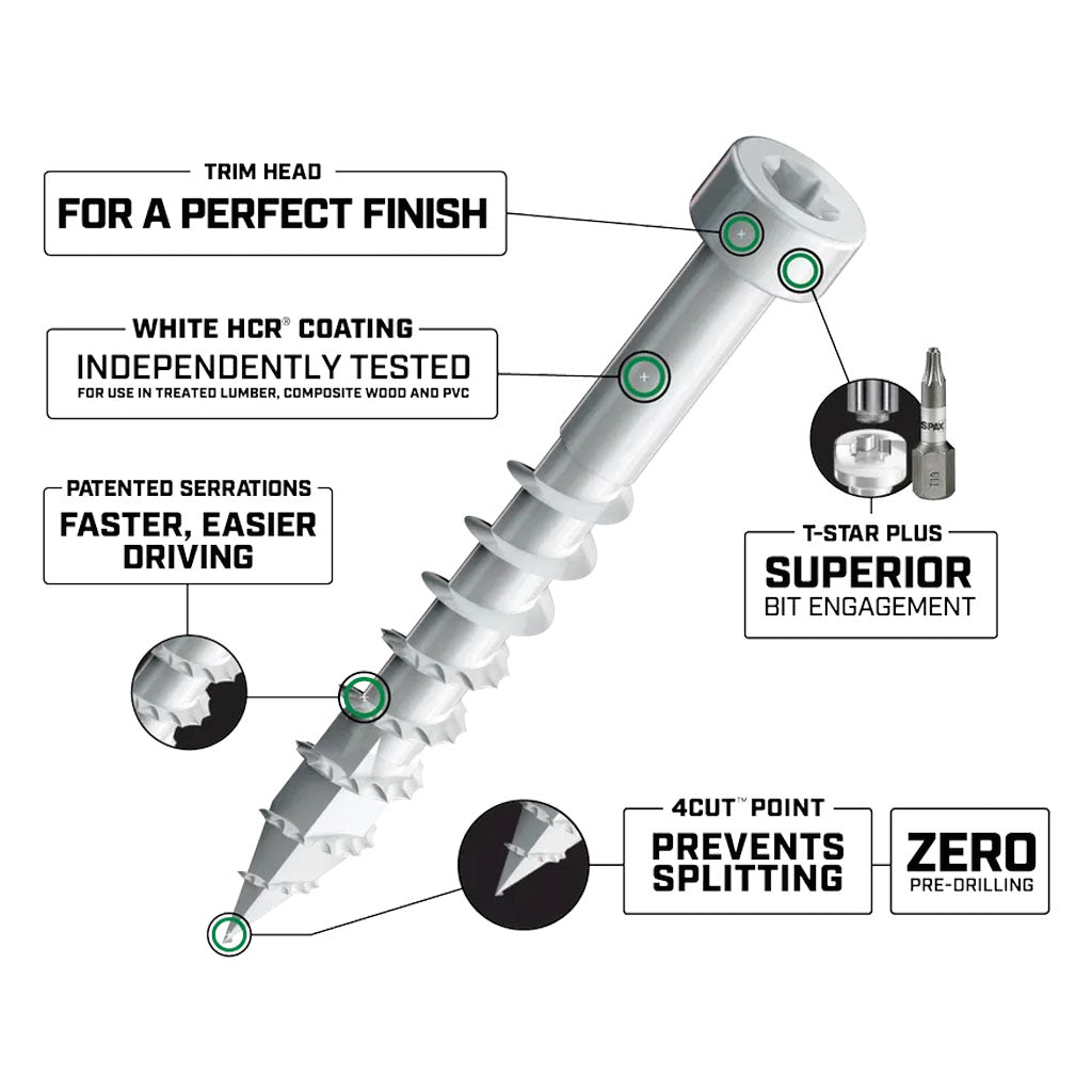 SPAX PowerTrim Partial Thread Finishing Screws - Cylindric Trim Head, T-Star Plus, HCR